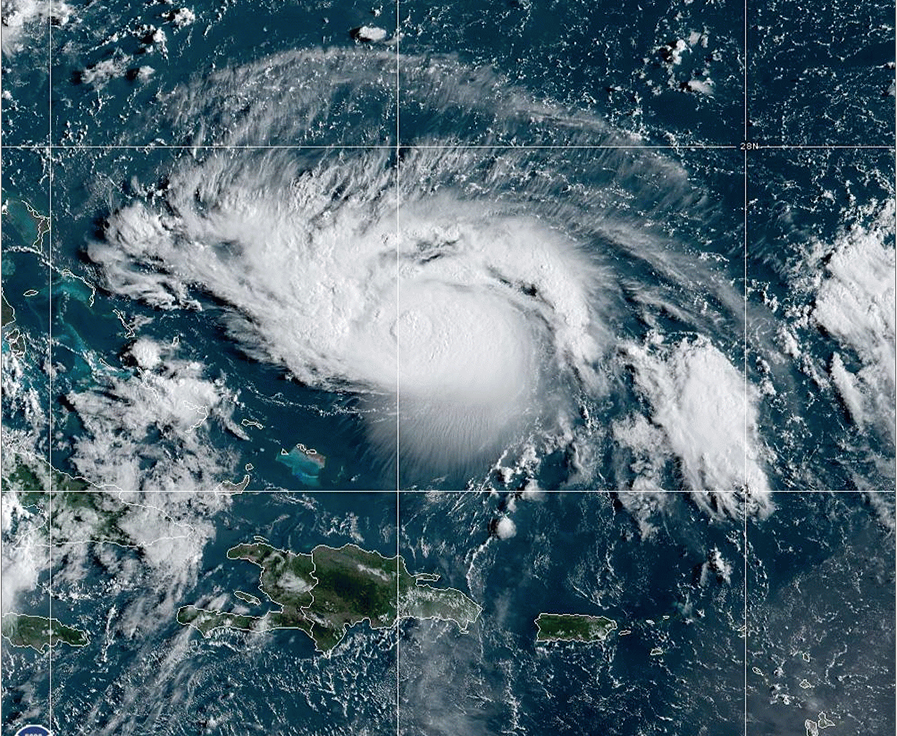 GOES-East satellite image of Hurricane Dorian on August 30, 2019