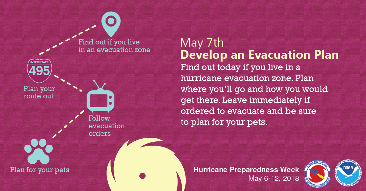 Monday, May 7th  Develop an evacuation plan