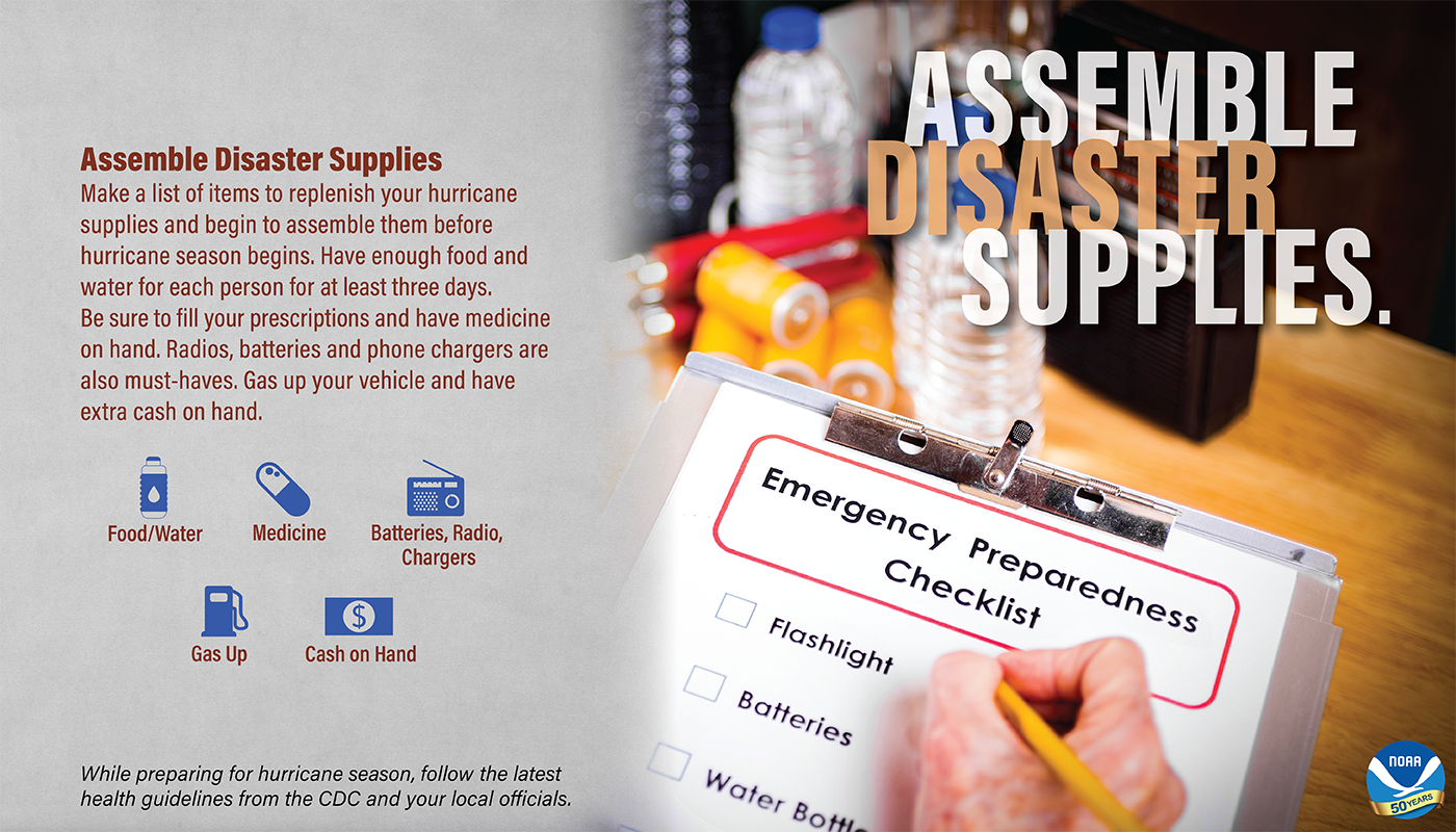 Assemble disaster supplies May 7
