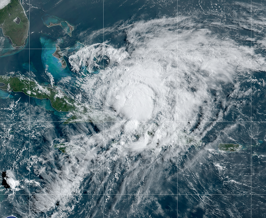 GOES-East satellite image of Hurricane Isaias on July 31, 2020