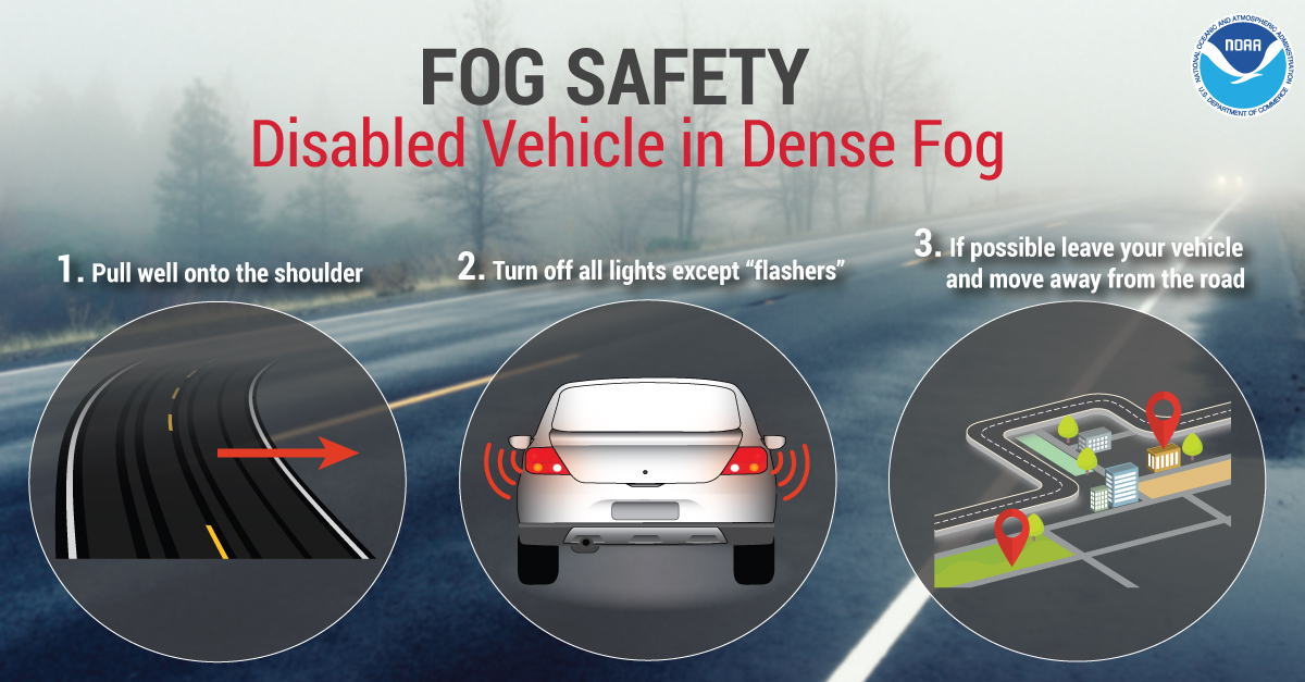 Tips for driving in fog - B Use low-visibility driving techniques