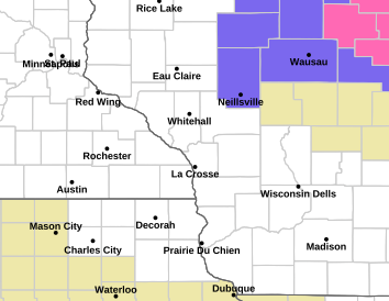 Current weather hazards map for New Hampton, IA and the surrounding area