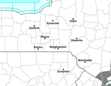 Current weather hazards map for Binghamton, NY and the surrounding area