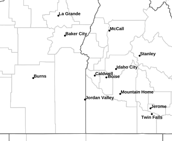 Current weather hazards map for Boise, ID and the surrounding area