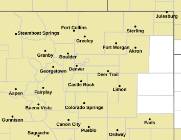 Current weather hazards map for Fort Collins, CO and the surrounding area