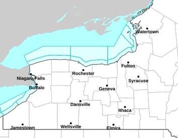 Current weather hazards map for Buffalo, NY and the surrounding area