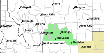 Current weather hazards map for Billings, MT and the surrounding area