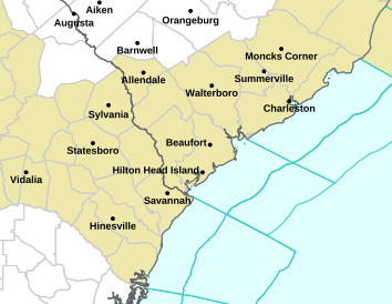 Current weather hazards map for North Charleston, SC and the surrounding area