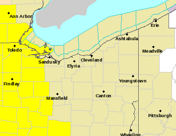 Current weather hazards map for Cleveland, OH and the surrounding area
