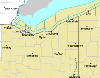 Current weather hazards map for Toledo, OH and the surrounding area