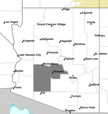 Current weather hazards map for Prescott Valley, AZ and the surrounding area