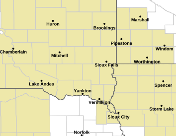 Current weather hazards map for Sheldon, IA and the surrounding area