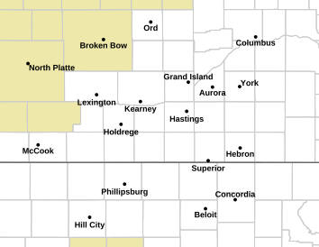 Current weather hazards map for Lexington, NE and the surrounding area