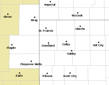 Current weather hazards map for McCook, NE and the surrounding area