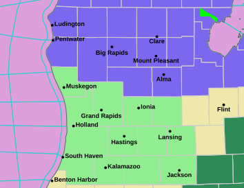 Current weather hazards map for Kalamazoo, MI and the surrounding area