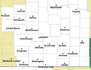 Current weather hazards map for Andover, KS and the surrounding area