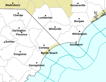 Current weather hazards map for Wilmington, NC and the surrounding area