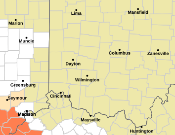Current weather hazards map for Dayton, OH and the surrounding area