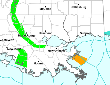 Current weather hazards map for Metairie, LA and the surrounding area