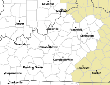 Current weather hazards map for Louisville, KY and the surrounding area