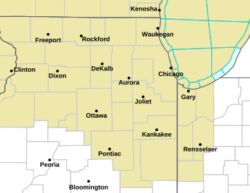 Current weather hazards map for Chicago, IL and the surrounding area