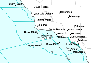 Current weather hazards map for Burbank, CA and the surrounding area