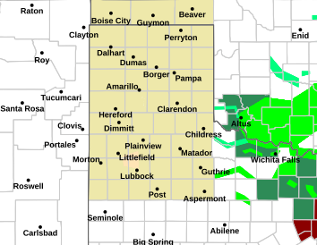 Current weather hazards map for Lubbock, TX and the surrounding area