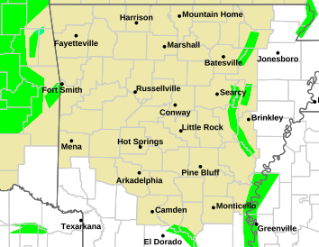 Current weather hazards map for Conway, AR and the surrounding area