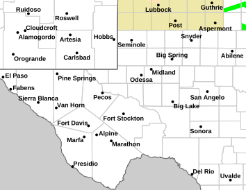 Current weather hazards map for Odessa, TX and the surrounding area