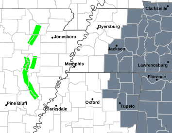 Current weather hazards map for Jackson, TN and the surrounding area