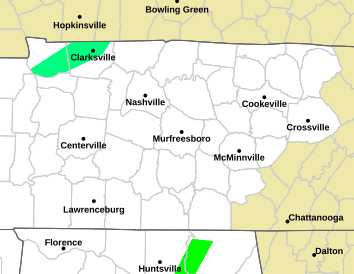 Current weather hazards map for Murfreesboro, TN and the surrounding area