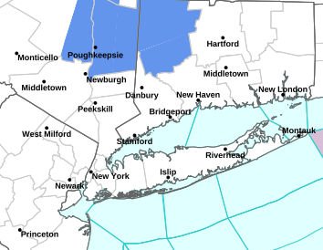 Current weather hazards map for New York, NY and the surrounding area