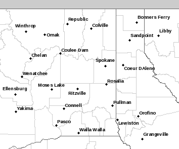 Current weather hazards map for Coeur d'Alene, ID and the surrounding area