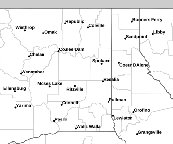 Current weather hazards map for Spokane Valley, WA and the surrounding area