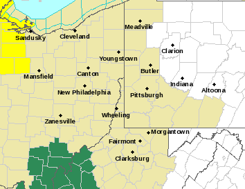 Current weather hazards map for Pittsburgh, PA and the surrounding area