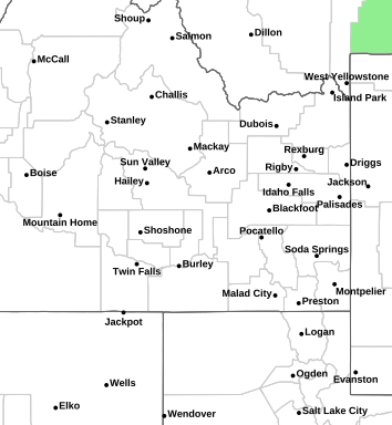 Current weather hazards map for Idaho Falls, ID and the surrounding area