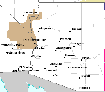 Current weather hazards map for Avondale, AZ and the surrounding area