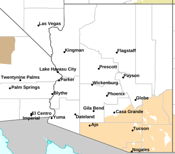 Current weather hazards map for Avondale, AZ and the surrounding area