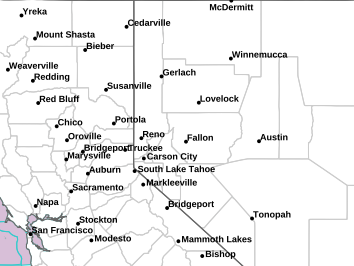 Current weather hazards map for Sparks, NV and the surrounding area