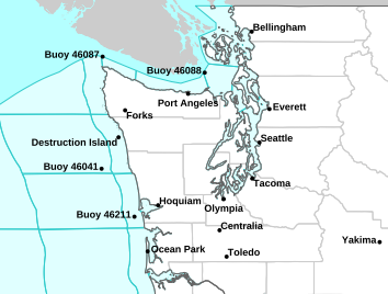 Current weather hazards map for Seattle, WA and the surrounding area