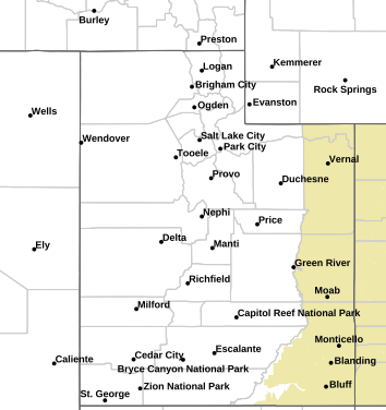 Current weather hazards map for Provo, UT and the surrounding area