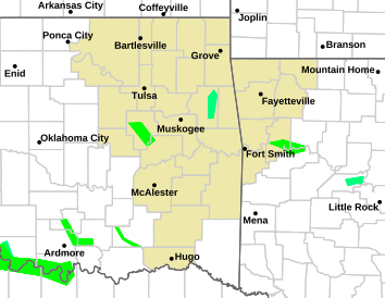 Current weather hazards map for Fayetteville, AR and the surrounding area