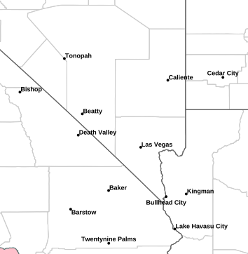 Current weather hazards map for Sunrise Manor, NV and the surrounding area