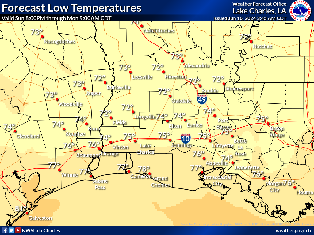Expected Low Temperature for Night 1