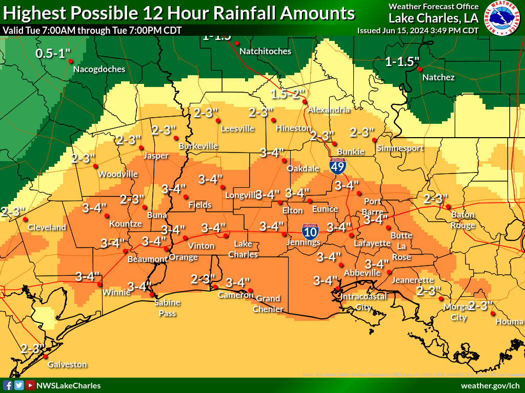 Greatest Possible Rainfall for Day 4
