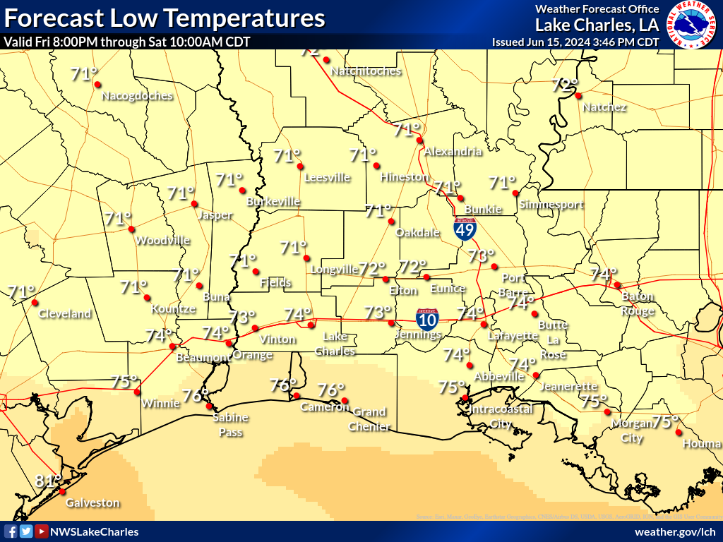 Expected Low Temperature for Night 7