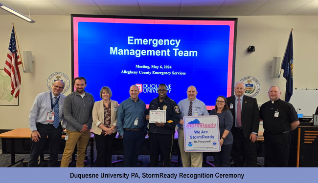 Duquesne University, PA, StormReady Recognition Ceremony