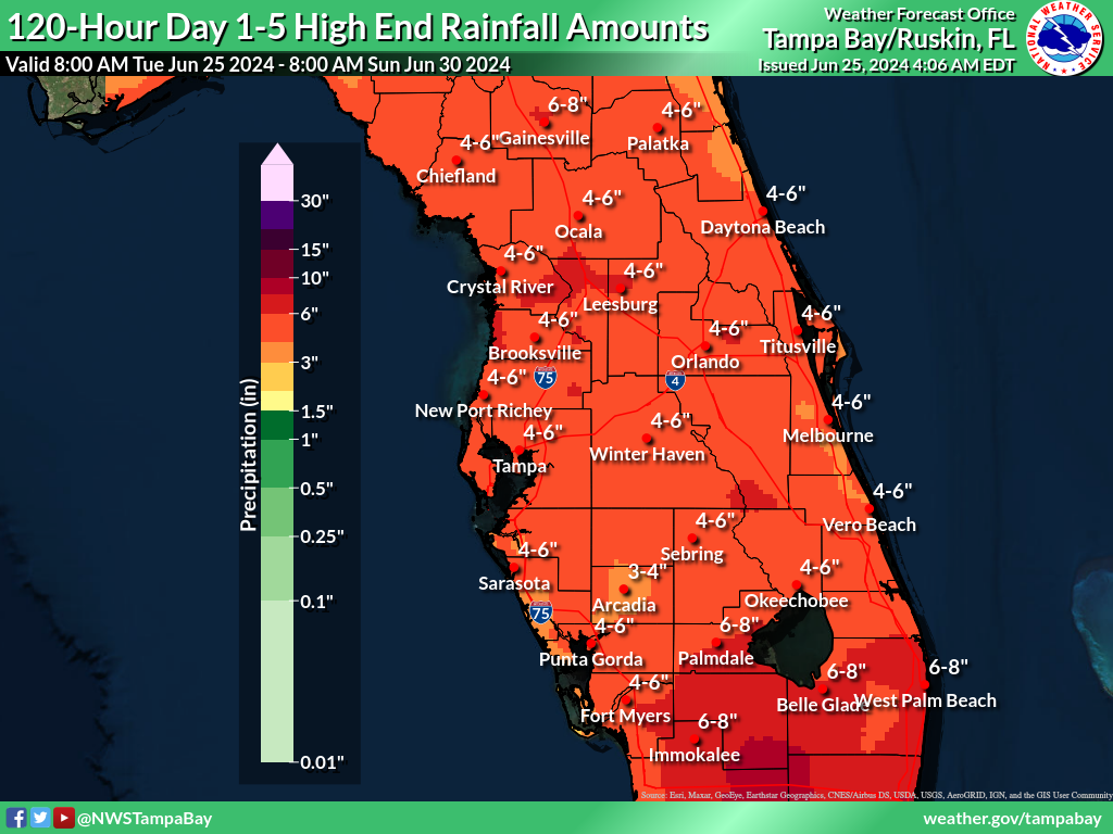 Greatest Possible Rainfall for Day 1-5