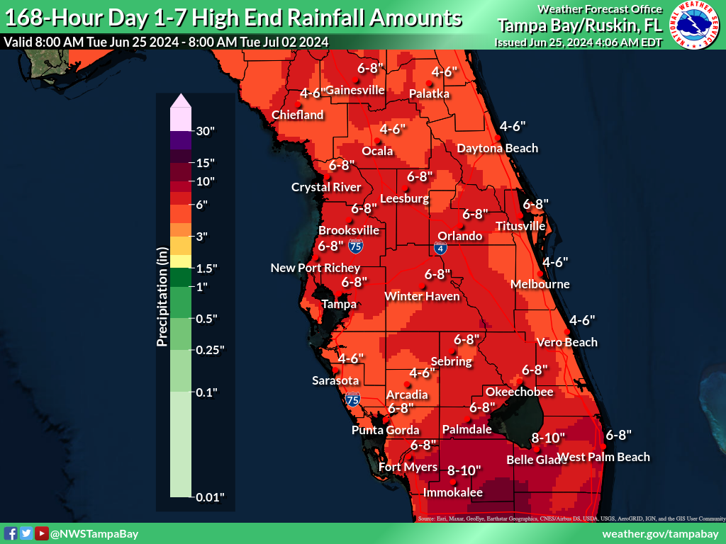 Greatest Possible Rainfall for Day 1-7